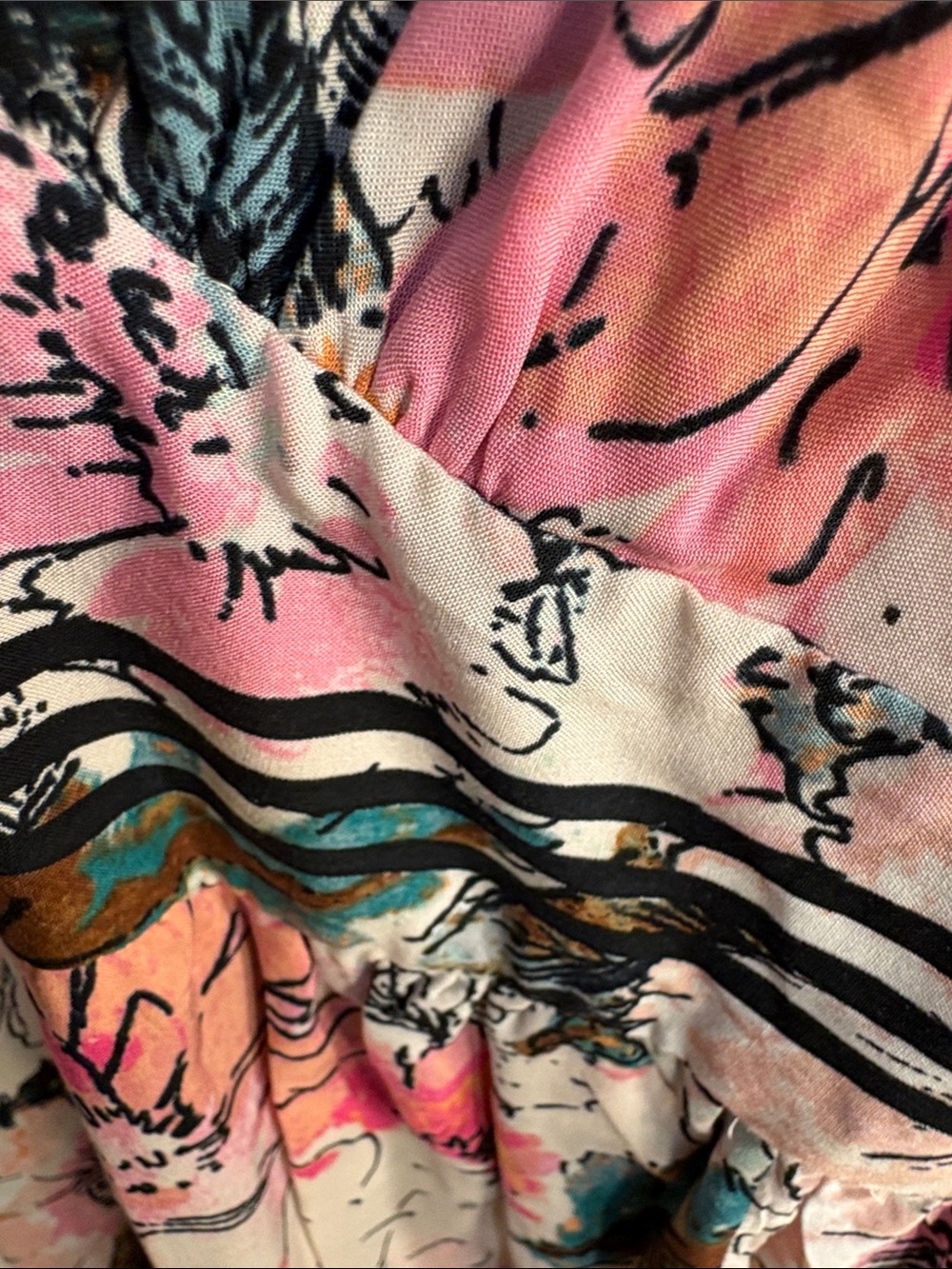 Tracy Reese - Floral Print Dress in Pink, Teal & Black Size 14 - Picture 7 of 11